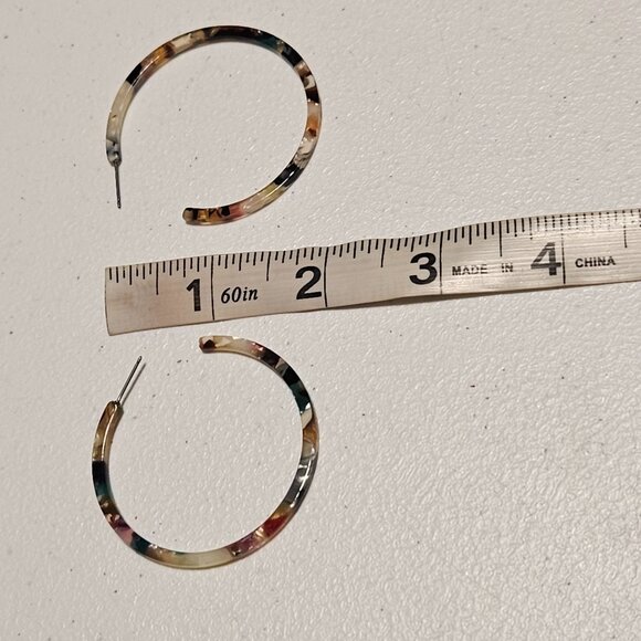 Retro Marble Resin Thin Hoop Earrings Statement 90s Fashion Jewelry Women - Picture 4 of 4